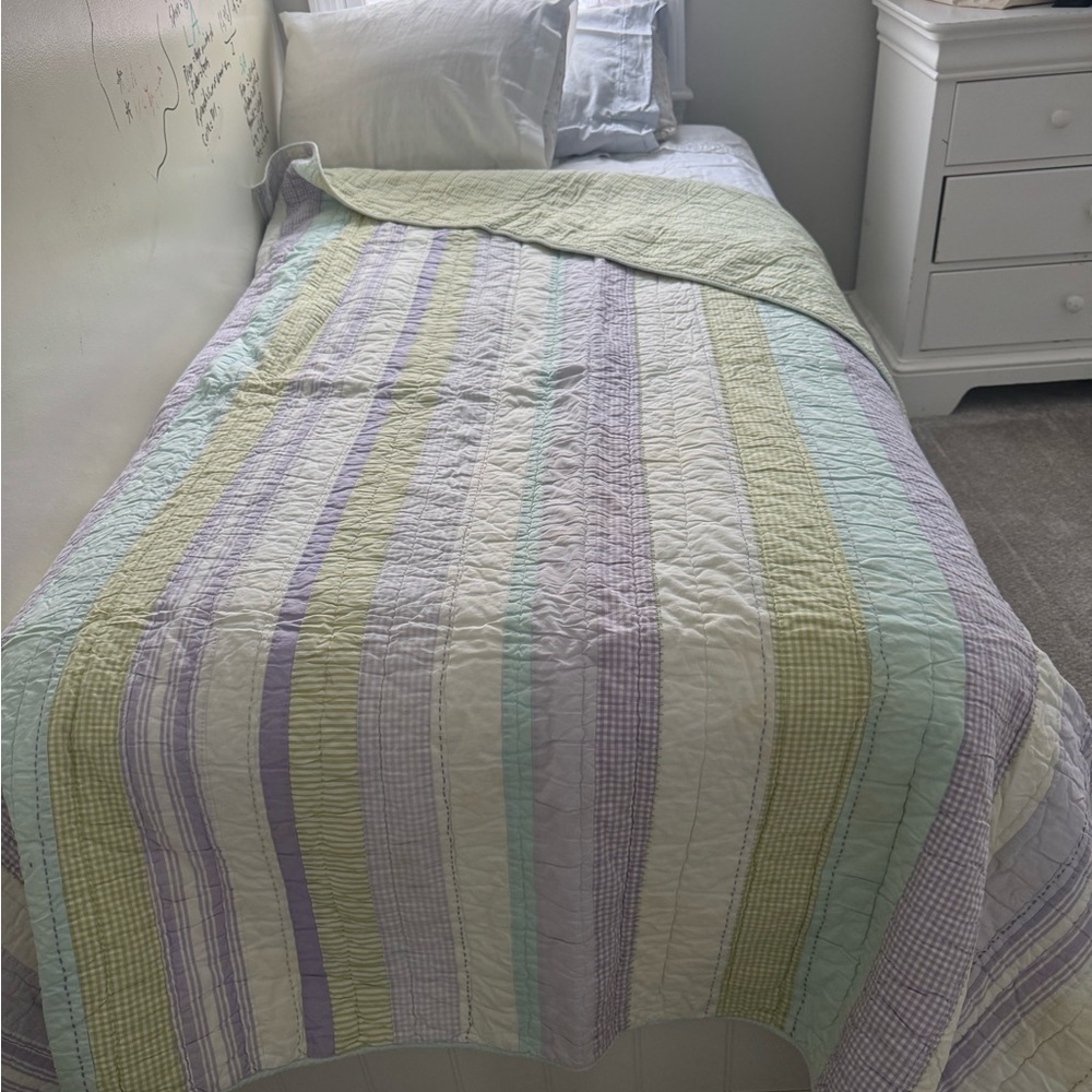 2 Pottery Barn kids Striped Pastel Quilts Bedding